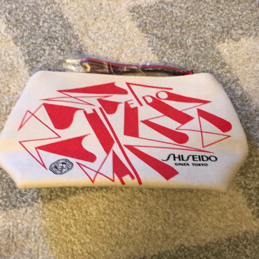 Shiseido Red and White Cosmetic Bag